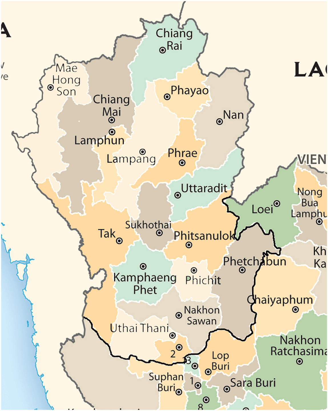 Carte du nord de la Thaïlande